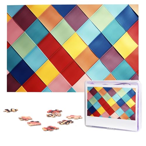 Buntes kariertes Puzzle, 1000 Teile, personalisiertes Puzzle, Foto-Puzzle für Erwachsene, anspruchsvolles Bilderpuzzle mit Aufbewahrungstasche, Puzzles für Männer und Frauen, Heimdekoration (74,9 x 50 Buntes kariertes Puzzle, 1000 Teile, personalisiertes Puzzle, Foto-Puzzle für Erwachsene, anspruchsvolles Bilderpuzzle mit Aufbewahrungstasche, Puzzles für Männer und Frauen, Heimdekoration (74,9 x 50 von HCLYvexiria