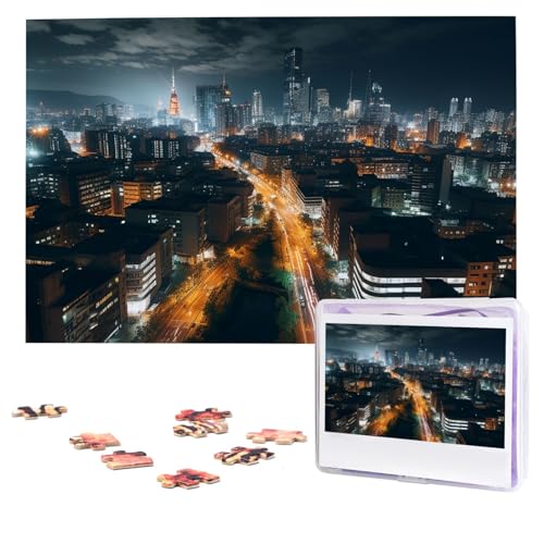 City Night View Puzzles 1000 Teile Personalisierte Puzzles Fotos Puzzle für Erwachsene Herausforderndes Bilderpuzzle mit Aufbewahrungstasche Puzzles für Männer Frauen Heimdekoration (74,9 x 50 cm) von HCLYvexiria