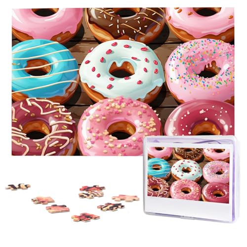 Donut-Puzzle, 1000 Teile, personalisiertes Puzzle, Foto-Puzzle für Erwachsene, anspruchsvolles Bilderpuzzle mit Aufbewahrungstasche, Puzzles für Männer und Frauen, Heimdekoration (74,9 x 50 cm) von HCLYvexiria