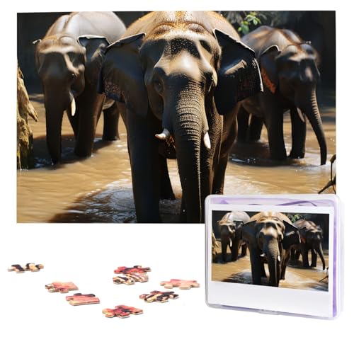 Elefanten-Trinkwasser-Puzzle, 1000 Teile, personalisierte Puzzles, Foto-Puzzle für Erwachsene, anspruchsvolles Bilderpuzzle mit Aufbewahrungstasche, Puzzles für Männer und Frauen, Heimdekoration (74,9 Elefanten-Trinkwasser-Puzzle, 1000 Teile, personalisierte Puzzles, Foto-Puzzle für Erwachsene, anspruchsvolles Bilderpuzzle mit Aufbewahrungstasche, Puzzles für Männer und Frauen, Heimdekoration (74,9 von HCLYvexiria