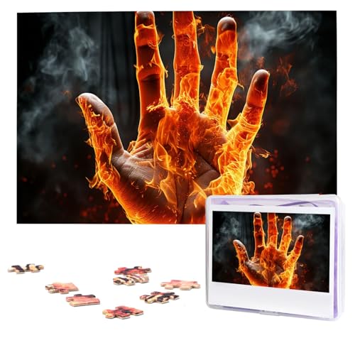 Fire Flame Handpuzzles, 1000 Teile, personalisiertes Puzzle, Foto-Puzzle für Erwachsene, anspruchsvolles Bilderpuzzle mit Aufbewahrungstasche, Puzzles für Männer und Frauen, Heimdekoration (74,9 x 50 von HCLYvexiria