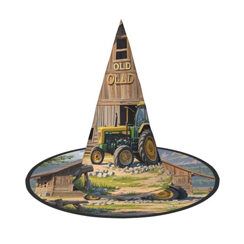 HCLYvexiria Hexenhüte Halloween Kegel Zauberer Hut Alte Holzscheune mit Traktor Hexenhüte Halloween Hut Kostüm Cosplay HCLYvexiria Hexenhüte Halloween Kegel Zauberer Hut Alte Holzscheune mit Traktor Hexenhüte Halloween Hut Kostüm Cosplay von HCLYvexiria