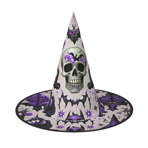 HCLYvexiria Hexenhüte Halloween Kegel Zauberer Hut Gothic Schädel Hexenhüte Halloween Hut Kostüm Cosplay HCLYvexiria Hexenhüte Halloween Kegel Zauberer Hut Gothic Schädel Hexenhüte Halloween Hut Kostüm Cosplay von HCLYvexiria