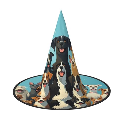 HCLYvexiria Hexenhüte Halloween Kegel Zauberer Hut Große Gruppe von Hunden Hexenhüte Halloween Hut Kostüm Cosplay HCLYvexiria Hexenhüte Halloween Kegel Zauberer Hut Große Gruppe von Hunden Hexenhüte Halloween Hut Kostüm Cosplay von HCLYvexiria