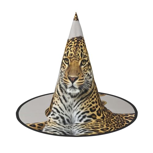 HCLYvexiria Hexenhüte Halloween Kegel Zauberer Hut Leopardenmuster Hexenhüte Halloween Hut Kostüm Cosplay von HCLYvexiria