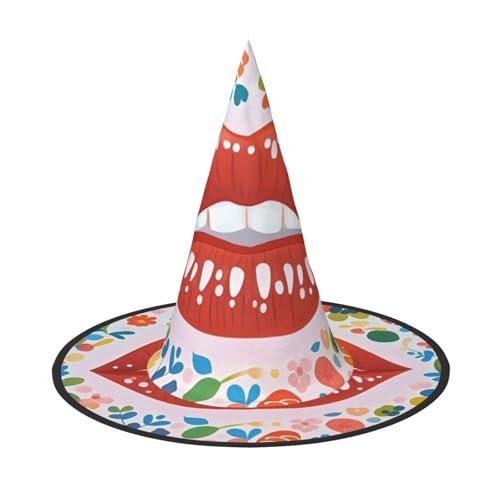 HCLYvexiria Hexenhüte Halloween Kegel Zauberer Hut Niedliche Grafik Rote Lippen Hexenhüte Halloween Hut Kostüm Cosplay HCLYvexiria Hexenhüte Halloween Kegel Zauberer Hut Niedliche Grafik Rote Lippen Hexenhüte Halloween Hut Kostüm Cosplay von HCLYvexiria