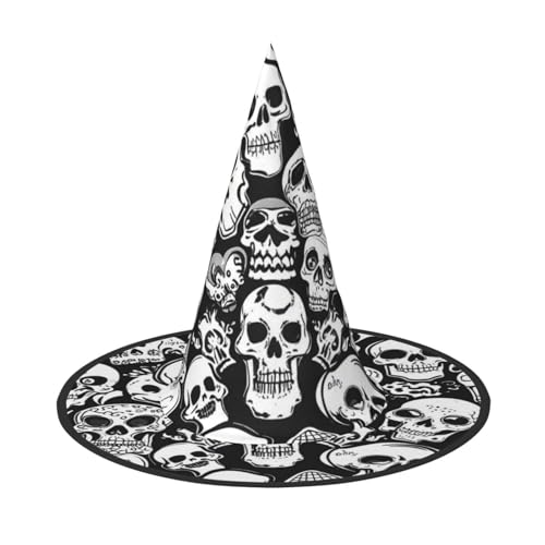 HCLYvexiria Hexenhüte Halloween Kegel Zauberer Hut Schwarz und Weiß Schädel Hexenhüte Halloween Hut Kostüm Cosplay HCLYvexiria Hexenhüte Halloween Kegel Zauberer Hut Schwarz und Weiß Schädel Hexenhüte Halloween Hut Kostüm Cosplay von HCLYvexiria