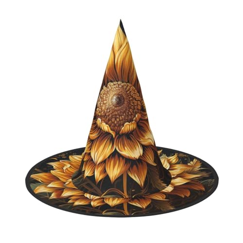 HCLYvexiria Hexenhüte Halloween Kegel Zauberer Hut Sonnenblume Hexenhüte Halloween Hut Kostüm Cosplay von HCLYvexiria