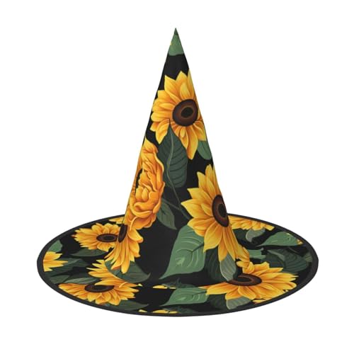 HCLYvexiria Hexenhüte Halloween Kegel Zauberer Hut Sonnenblumenmuster Hexenhüte Halloween Hut Kostüm Cosplay HCLYvexiria Hexenhüte Halloween Kegel Zauberer Hut Sonnenblumenmuster Hexenhüte Halloween Hut Kostüm Cosplay von HCLYvexiria