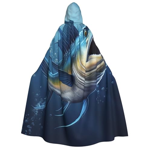 HCLYvexiria Kapuzenumhang, Uni, Halloween, Kapuzenumhang, blauer Fisch, Kapuzenmantel, Halloween-Umhang, Cosplay-Kostüme von HCLYvexiria