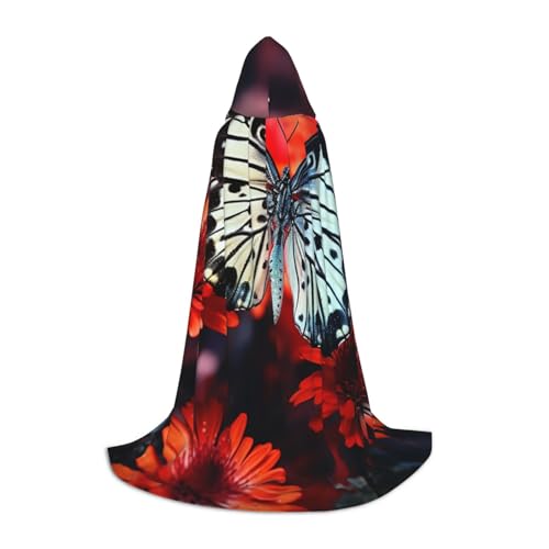 HCLYvexiria Kapuzenumhang, Uni, Halloween, Kapuzenumhang, bunte Schmetterlinge, Kapuzenmantel, Halloween-Umhang, Cosplay-Kostüme von HCLYvexiria
