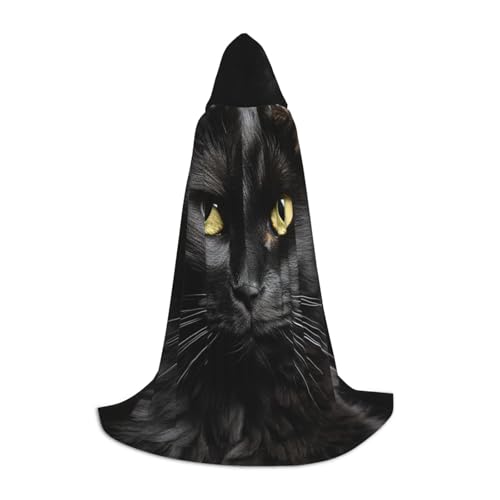 HCLYvexiria Kapuzenumhang, Uni, Halloween, Kapuzenumhang, schwarze Katze, Kapuzenmantel, Halloween-Umhang, Cosplay-Kostüme von HCLYvexiria
