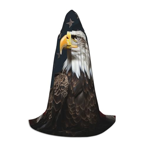 HCLYvexiria Kapuzenumhang Uni Halloween Kapuzenumhang Amerikanischer Weißkopfseeadler Kapuzenmantel Halloween Umhang Cosplay Kostüme von HCLYvexiria