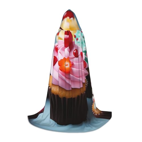 HCLYvexiria Kapuzenumhang Uni Halloween Kapuzenumhang Cupcake Kapuzenmantel Halloween Umhang Cosplay Kostüme von HCLYvexiria
