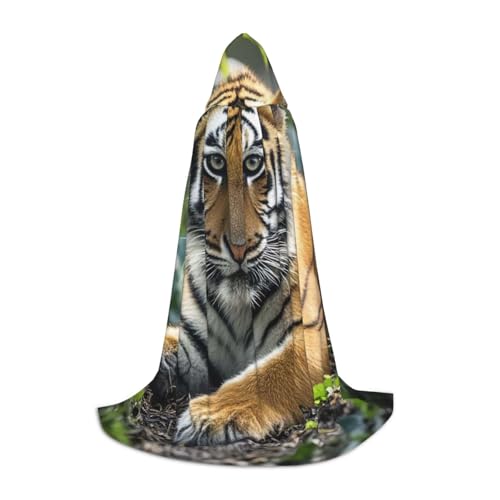 HCLYvexiria Kapuzenumhang Uni Halloween Kapuzenumhang Dschungel Tiger Jungle Kapuzenmantel Halloween Umhang Cosplay Kostüme von HCLYvexiria