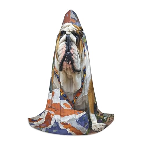 HCLYvexiria Kapuzenumhang Uni Halloween Kapuzenumhang Englische Bulldogge Kapuzenmantel Halloween Umhang Cosplay Kostüme von HCLYvexiria