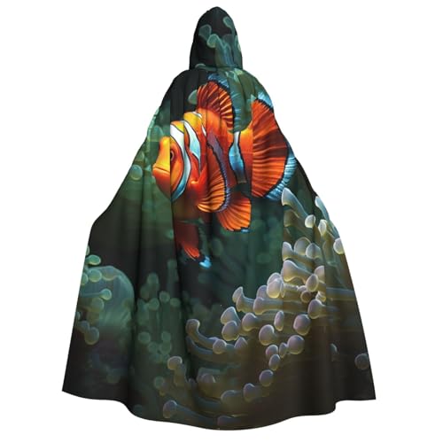 HCLYvexiria Kapuzenumhang Uni Halloween Kapuzenumhang Fisch Hintergrund Kapuzenmantel Halloween Umhang Cosplay Kostüme von HCLYvexiria