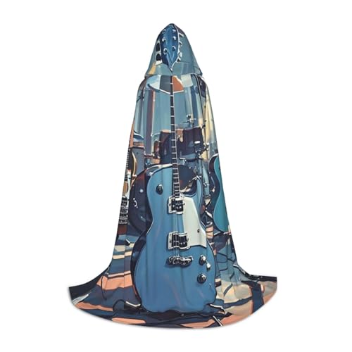HCLYvexiria Kapuzenumhang Uni Halloween Kapuzenumhang Musikinstrument Gitarre Kapuzenmantel Halloween Umhang Cosplay Kostüme von HCLYvexiria