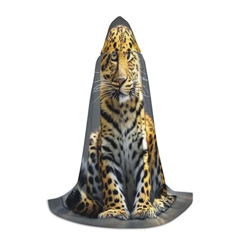 HCLYvexiria Kapuzenumhang Uni Halloween Kapuzenumhang Niedlicher Leopard Kapuzenmantel Halloween Umhang Cosplay Kostüme von HCLYvexiria