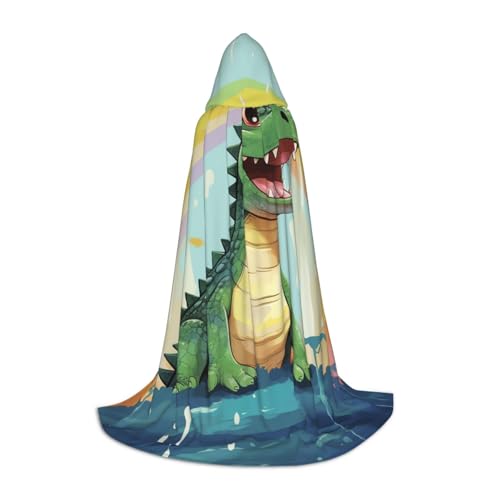 HCLYvexiria Kapuzenumhang Uni Halloween Kapuzenumhang Niedliches Krokodil Regenbogen Kapuzenmantel Halloween Umhang Cosplay Kostüme von HCLYvexiria