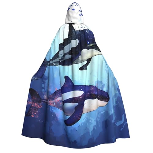 HCLYvexiria Kapuzenumhang Uni Halloween Kapuzenumhang Orca Killer Wal Kapuzenmantel Halloween Umhang Cosplay Kostüme von HCLYvexiria