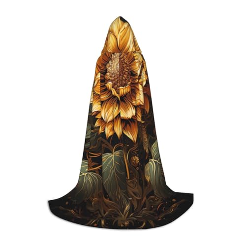 HCLYvexiria Kapuzenumhang Uni Halloween Kapuzenumhang Sonnenblume Kapuzenmantel Halloween Umhang Cosplay Kostüme von HCLYvexiria