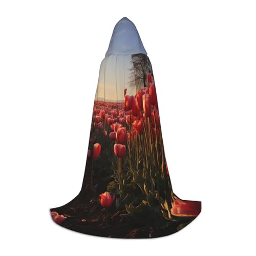 HCLYvexiria Kapuzenumhang Uni Halloween Kapuzenumhang Tulpen Feld Kapuzenmantel Halloween Umhang Cosplay Kostüme von HCLYvexiria