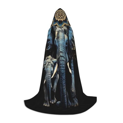 HCLYvexiria Kapuzenumhang Uni Halloween Kapuzenumhang Zwei Elefanten Kapuzenmantel Halloween Umhang Cosplay Kostüme von HCLYvexiria