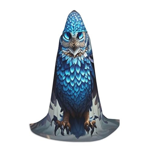 HCLYvexiria Kapuzenumhang Uni Halloween Kapuzenumhang blaue Eule Kapuzenmantel Halloween Umhang Cosplay Kostüme von HCLYvexiria