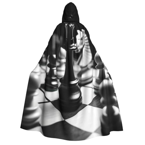 HCLYvexiria Kapuzenumhang Uni Halloween Kapuzenumhang schwarz und weiß Schach Kapuzenmantel Halloween Umhang Cosplay Kostüme von HCLYvexiria