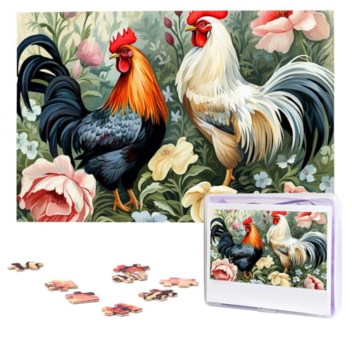 Hahn-Puzzle, 1000 Teile, personalisiertes Puzzle, Foto-Puzzle für Erwachsene, anspruchsvolles Bilderpuzzle mit Aufbewahrungstasche, Puzzles für Männer und Frauen, Heimdekoration (74,9 x 50 cm) von HCLYvexiria