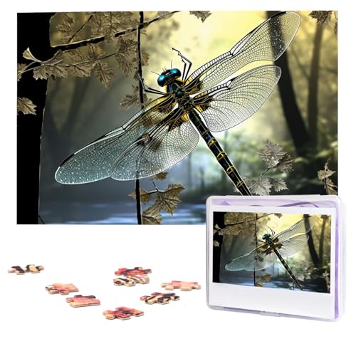 Libellen-Puzzle, 1000 Teile, personalisiertes Puzzle, Foto-Puzzle für Erwachsene, anspruchsvolles Bilderpuzzle mit Aufbewahrungstasche, Puzzles für Männer und Frauen, Heimdekoration (74,9 x 50 cm) von HCLYvexiria