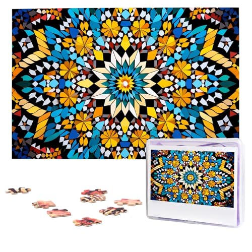 Marokkanisches Farbmuster-Puzzle, 1000 Teile, personalisiertes Puzzle, Foto-Puzzle für Erwachsene, anspruchsvolles Bilderpuzzle mit Aufbewahrungstasche, Puzzles für Männer und Frauen, Heimdekoration von HCLYvexiria