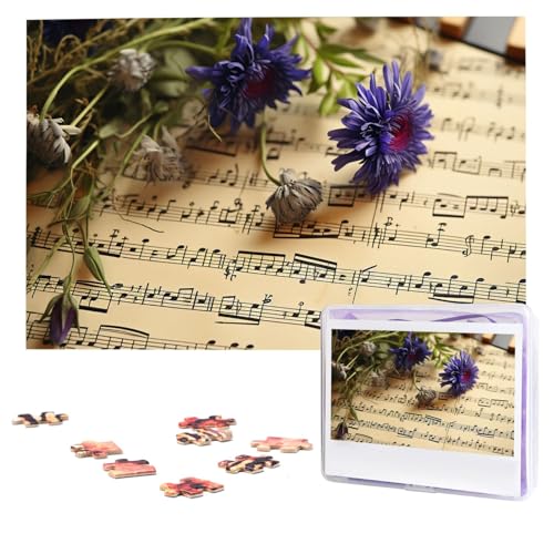 Musikblatt-Puzzle, 1000 Teile, personalisiertes Puzzle, Foto-Puzzle für Erwachsene, anspruchsvolles Bilderpuzzle mit Aufbewahrungstasche, Puzzles für Männer und Frauen, Heimdekoration (74,9 x 50 cm) von HCLYvexiria