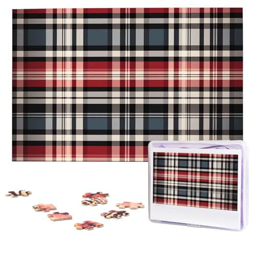 Old Plaid Checkered Puzzles 1000 Teile Personalisierte Puzzles Fotos Puzzle für Erwachsene Herausforderndes Bilderpuzzle mit Aufbewahrungstasche Puzzles für Männer Frauen Heimdekoration (74,9 x 50 cm) von HCLYvexiria