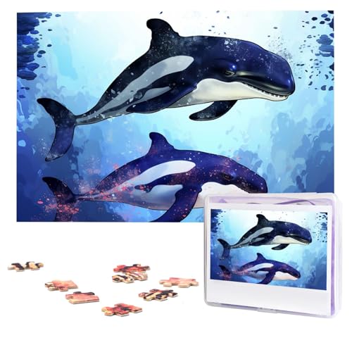 Orca Killer-Wal-Puzzle, 1000 Teile, personalisierte Puzzles, Foto-Puzzle für Erwachsene, anspruchsvolles Bilderpuzzle mit Aufbewahrungstasche, Puzzles für Männer und Frauen, Heimdekoration (74,9 x 50 von HCLYvexiria