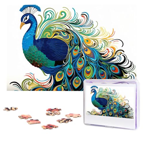 Pfauenmuster-Puzzle, 1000 Teile, personalisierte Puzzles, Foto-Puzzle für Erwachsene, anspruchsvolles Bilderpuzzle mit Aufbewahrungstasche, Puzzles für Männer und Frauen, Heimdekoration (74,9 x 50 cm) Pfauenmuster-Puzzle, 1000 Teile, personalisierte Puzzles, Foto-Puzzle für Erwachsene, anspruchsvolles Bilderpuzzle mit Aufbewahrungstasche, Puzzles für Männer und Frauen, Heimdekoration (74,9 x 50 cm) von HCLYvexiria