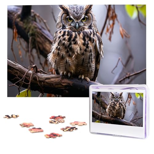 Puzzle Eule auf einem Ast, 1000 Teile, personalisierbar, Foto-Puzzle für Erwachsene, anspruchsvolles Bilderpuzzle mit Aufbewahrungstasche, Puzzles für Männer und Frauen, Heimdekoration (74,9 x 50 cm) von HCLYvexiria