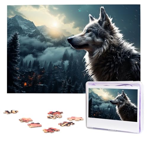 Puzzle Wolf bei Nacht, 1000 Teile, personalisiertes Puzzle, Foto-Puzzle für Erwachsene, anspruchsvolles Bilderpuzzle mit Aufbewahrungstasche, Puzzles für Männer und Frauen, Heimdekoration (74,9 x 50 von HCLYvexiria