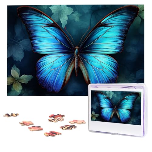 Puzzle mit blauem Schmetterlingsmuster, 1000 Teile, personalisierbar, Foto-Puzzle für Erwachsene, anspruchsvolles Bilderpuzzle mit Aufbewahrungstasche, Puzzles für Männer und Frauen, Heimdekoration Puzzle mit blauem Schmetterlingsmuster, 1000 Teile, personalisierbar, Foto-Puzzle für Erwachsene, anspruchsvolles Bilderpuzzle mit Aufbewahrungstasche, Puzzles für Männer und Frauen, Heimdekoration von HCLYvexiria