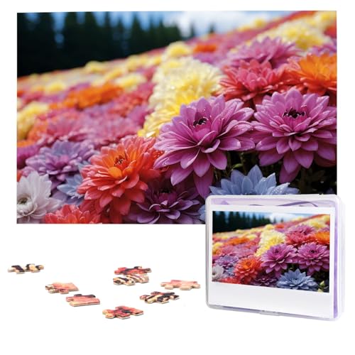 Regenbogen-Blumen-Meeres-Puzzle, 1000 Teile, personalisierbar, Foto-Puzzle für Erwachsene, anspruchsvolles Bilderpuzzle mit Aufbewahrungstasche, Puzzles für Männer und Frauen, Heimdekoration (74,9 x von HCLYvexiria