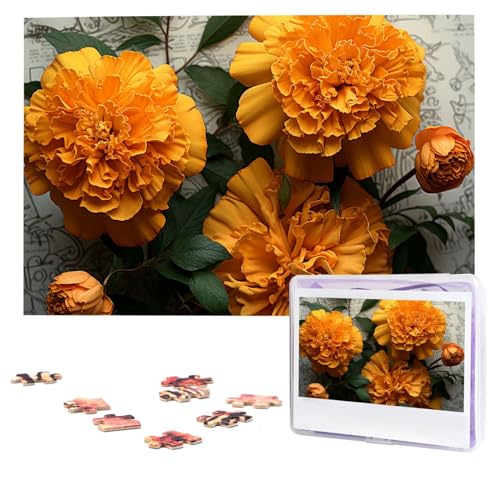 Ringelblumen-Puzzle, 1000 Teile, personalisiertes Puzzle, Foto-Puzzle für Erwachsene, anspruchsvolles Bilderpuzzle mit Aufbewahrungstasche, Puzzles für Männer und Frauen, Heimdekoration (74,9 x 50 cm) von HCLYvexiria