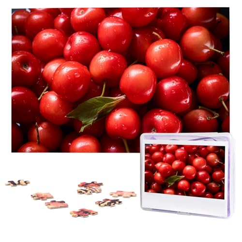 Rote runde Obst-Puzzles, 1000 Teile, personalisiertes Puzzle, Foto-Puzzle für Erwachsene, anspruchsvolles Bilderpuzzle mit Aufbewahrungstasche, Puzzles für Männer und Frauen, Heimdekoration (74,9 x 50 von HCLYvexiria