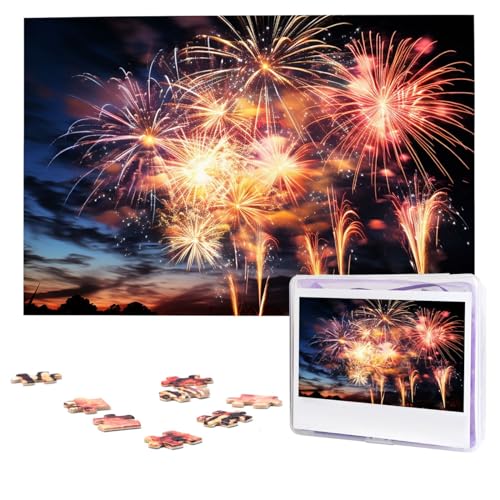 Schönes Feuerwerk-Puzzle, 1000 Teile, personalisiertes Puzzle, Foto-Puzzle für Erwachsene, anspruchsvolles Bilderpuzzle mit Aufbewahrungstasche, Puzzles für Männer und Frauen, Heimdekoration (74,9 x von HCLYvexiria