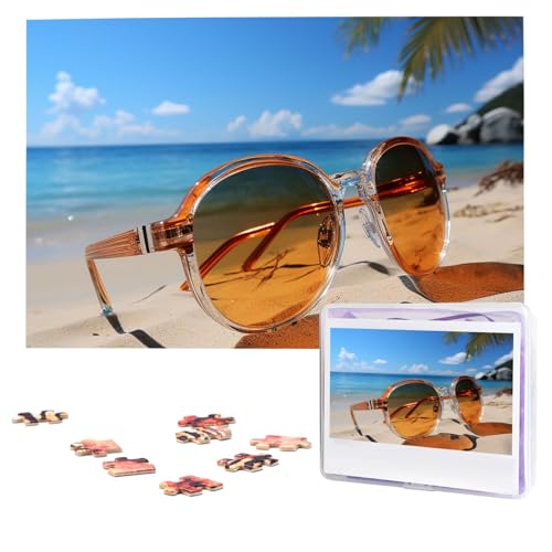 Sommer-Brille und Strand-Puzzle, 1000 Teile, personalisiertes Puzzle, Foto-Puzzle für Erwachsene, anspruchsvolles Bilderpuzzle mit Aufbewahrungstasche, Puzzles für Männer und Frauen, Heimdekoration Sommer-Brille und Strand-Puzzle, 1000 Teile, personalisiertes Puzzle, Foto-Puzzle für Erwachsene, anspruchsvolles Bilderpuzzle mit Aufbewahrungstasche, Puzzles für Männer und Frauen, Heimdekoration von HCLYvexiria