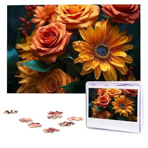 Sonnenblumen- und Rosen-Puzzle, 1000 Teile, personalisiertes Puzzle, Foto-Puzzle für Erwachsene, anspruchsvolles Bilderpuzzle mit Aufbewahrungstasche, Puzzles für Männer und Frauen, Heimdekoration Sonnenblumen- und Rosen-Puzzle, 1000 Teile, personalisiertes Puzzle, Foto-Puzzle für Erwachsene, anspruchsvolles Bilderpuzzle mit Aufbewahrungstasche, Puzzles für Männer und Frauen, Heimdekoration von HCLYvexiria