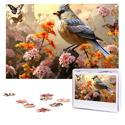 Sparrow Birds Sing Puzzles 1000 Teile Personalisierte Puzzles Fotos Puzzle für Erwachsene Herausforderndes Bilderpuzzle mit Aufbewahrungstasche Puzzles für Männer Frauen Heimdekoration (74,9 x 50 cm) von HCLYvexiria