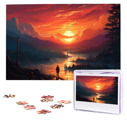 Sunset Art Puzzles 1000 Teile Personalisierte Puzzles Fotos Puzzle für Erwachsene Herausforderndes Bilderpuzzle mit Aufbewahrungstasche Puzzles für Männer Frauen Heimdekoration (74,9 x 50 cm) von HCLYvexiria