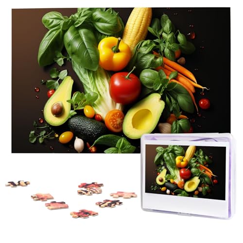 Verschiedene Gemüse-Puzzles, 1000 Teile, personalisiertes Puzzle, Foto-Puzzle für Erwachsene, anspruchsvolles Bilderpuzzle mit Aufbewahrungstasche, Puzzles für Männer und Frauen, Heimdekoration (74,9 von HCLYvexiria