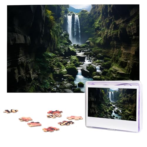 Wasserfall-Klippen-Puzzle, 1000 Teile, personalisiertes Puzzle, Foto-Puzzle für Erwachsene, anspruchsvolles Bilderpuzzle mit Aufbewahrungstasche, Puzzles für Männer und Frauen, Heimdekoration (74,9 x Wasserfall-Klippen-Puzzle, 1000 Teile, personalisiertes Puzzle, Foto-Puzzle für Erwachsene, anspruchsvolles Bilderpuzzle mit Aufbewahrungstasche, Puzzles für Männer und Frauen, Heimdekoration (74,9 x von HCLYvexiria